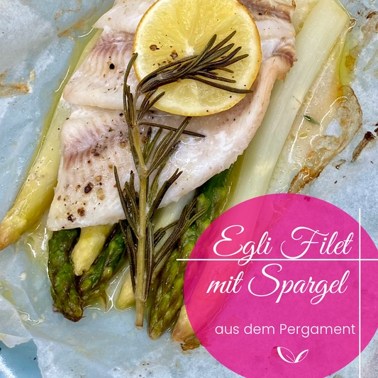 Egli-Filet mit Spargel & Zitrone im Pergamentpapier