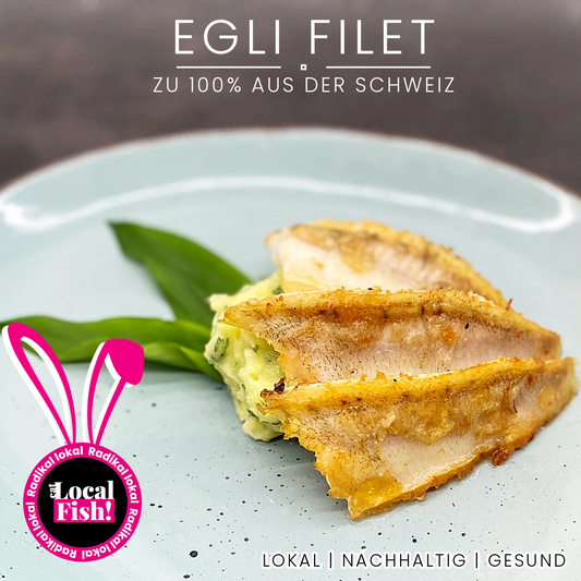 Egli Filet gebraten Bärlauch Kartoffel Püree