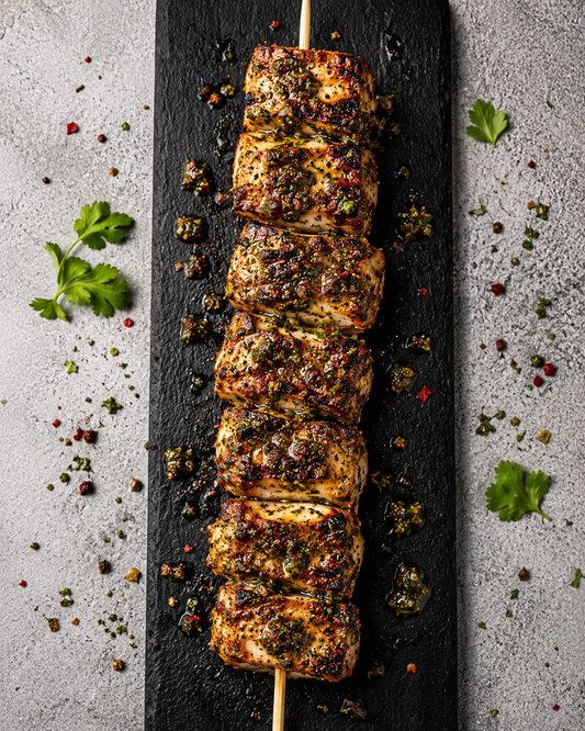 Fisch Spiess Chimichurry Filet Fisch Lokaler gesunder Fisch Nachhaltig kein PFAS Fisch Spiess Fisch BBQ 