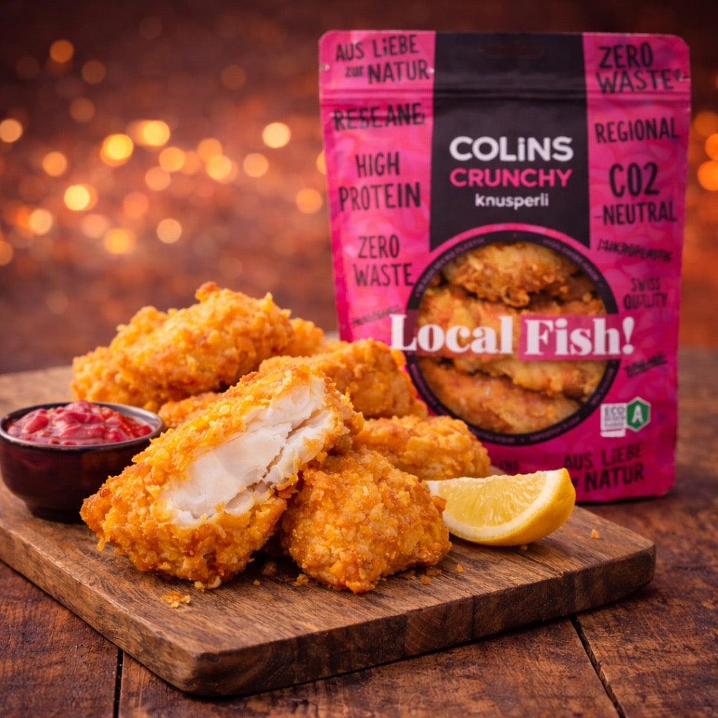 Collins Knusperli, Lokale Knsuperli, Kinder Knsuperli, Nachhaltig Gesund Lokal Gesunder Fisch Schweizer Egli Schweizer Egli Schweizer Knusperli, Fischstäbchen