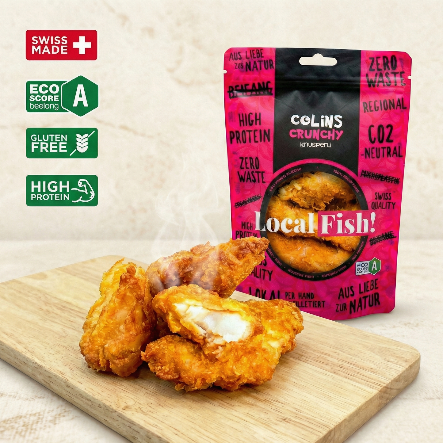 Collins Knusperli, Lokale Knsuperli, Kinder Knsuperli, Nachhaltig Gesund Lokal Gesunder Fisch Schweizer Egli Schweizer Egli Schweizer Knusperli, Fischstäbchen