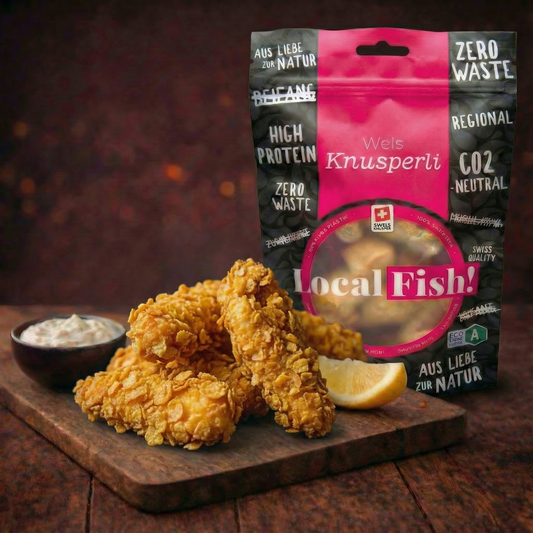 Fisch Knusperli Schweiz Kein Antibiotika  100% Schweiz Kein Mikroplastik Gesund High Protein Food Local Fish