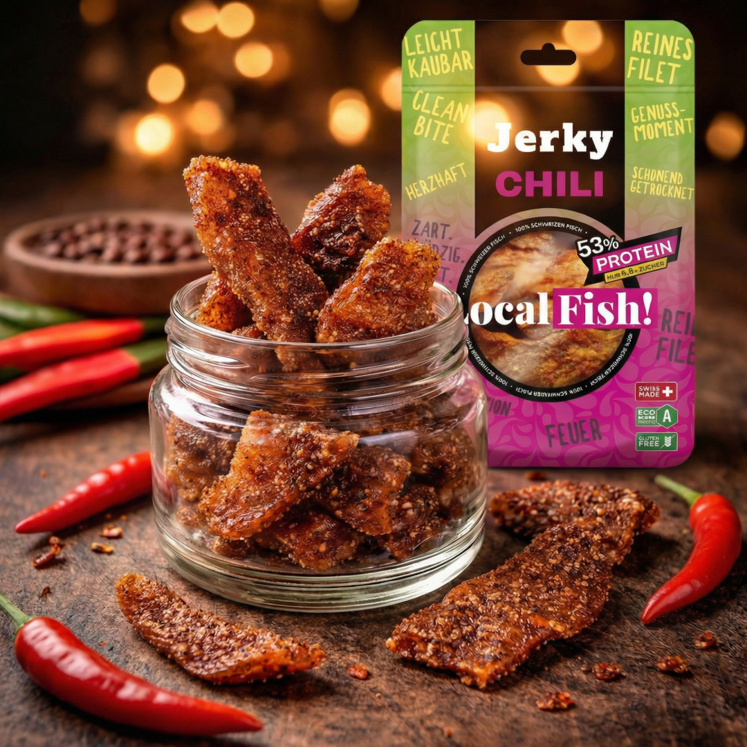 Jerky besser als Beef high protein Gesund Chili scharf Fisch  Antibiotika Frei Hand gemacht 