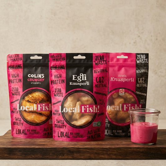 Knusperli, Glutenfrei, Local Fish, Gesund, Snakc, Fischstäbchen lokal, Antibiotika Frei